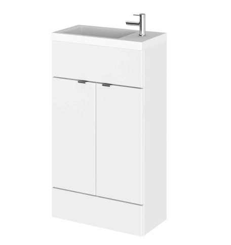 Hudson Reed Fusion White Gloss 500mm Vanity Unit & Basin (255mm Deep)